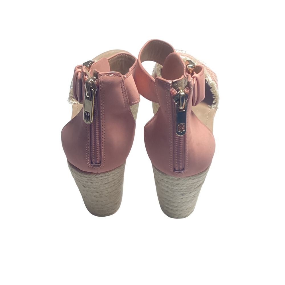 Tommy Hilfiger Espadrille Wedge Sandals Women Size 7.5M Pink Boho Platform Heel - Picture 2 of 8